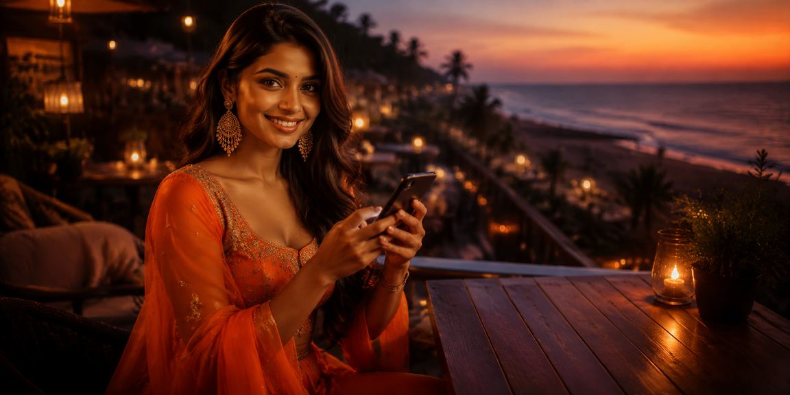 Goa beach with vip bonus promotion at sunset
